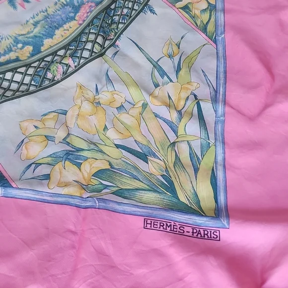 Original Rare 1989 Hermès Paris Silk Scarf “ Giverny” by Laurence Bourthoumieux - Picture 6 of 15